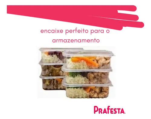 Kit3 Pote Retangular Tampa Hermética 150-350-750ml Prafesta