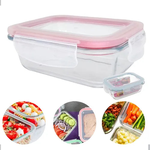 Kit 4 Potes Vidro Hermética Marmita Fitness Freezer 370ml