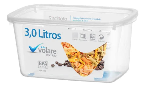 Rischioto Linha Volare Pote Transparente Com Tampa Volare 3l Medidas Presídio