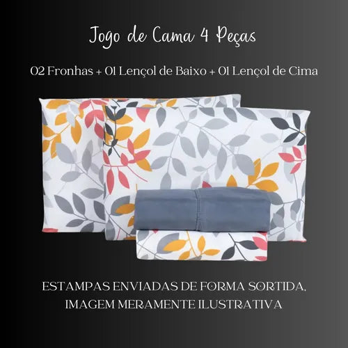 Jogo De Lençol Cama Casal Padrão Estampados 400 Fios 4 Peças Cor Sortidos Desenho Do Tecido Estampado