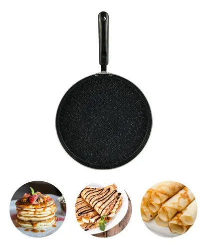 Frigideira Indução Antiaderente Crepe Tapioca Panqueca 22cm Cor Black/wood