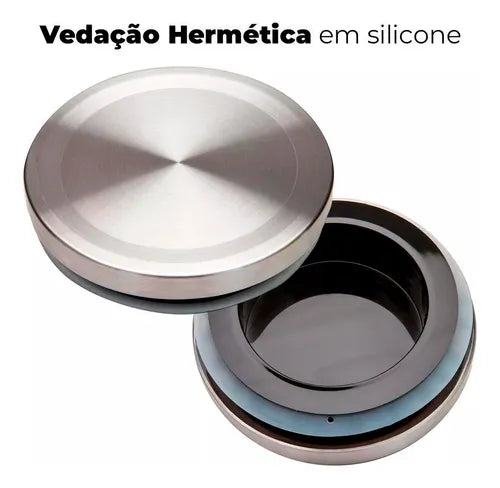 Pote Hermetico Vidro Tampa Inox Para Alimentos 550 Ml 3 Un