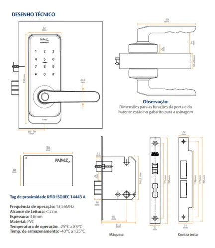 Fechadura Digital Papaiz SL205 Combo Hub Wifi Biometria Aplicativo Alexa