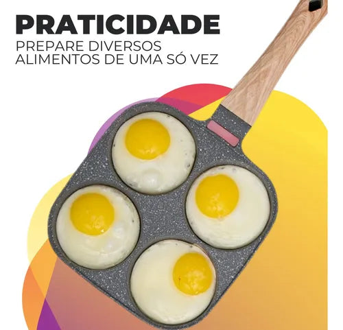 Frigideira Com Divisórias Antiaderente 4 Partes Ovo Hambúrguer Para de Fogão Indução Gás Tippi