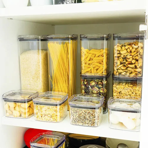 Kit 12 Potes Herméticos Porta Mantimentos Quadrado Cozinha