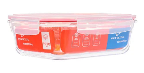 Pote De Vidro Hermético 1,5l Retangular Invicta Cor Transparente