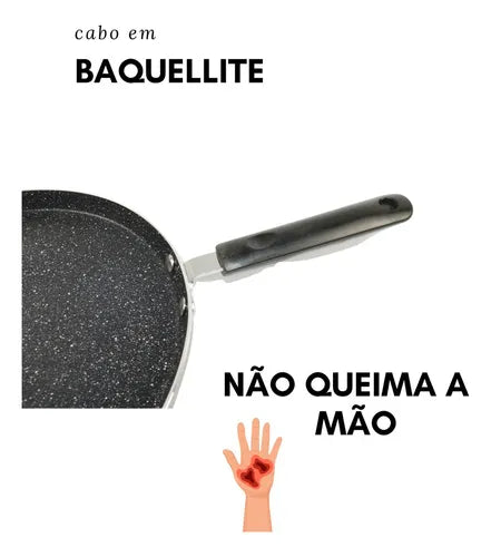 Frigideira Indução Antiaderente Crepe Tapioca Panqueca 22cm Cor Black/wood