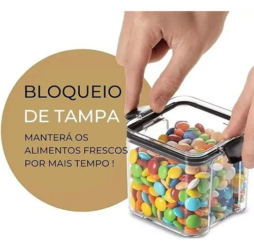 Kit 2 Potes Herméticos Porta Alimentos 460 Ml Tampa E Trava