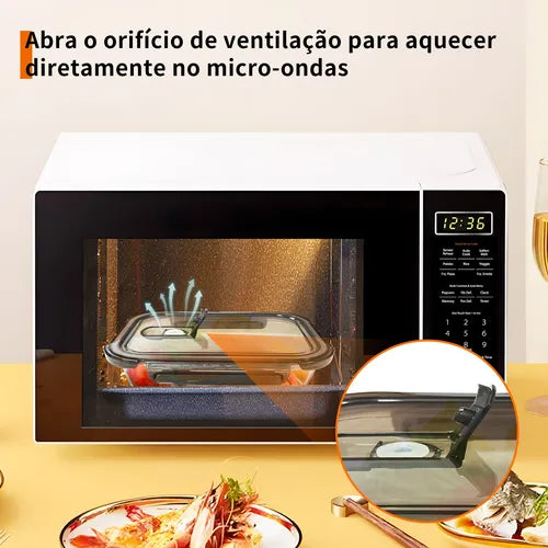 Conjunto 10 Potes 1040ml+370ml Vidro Hermético 4 Travas
