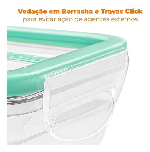 Jogo De Potes Herméticos De Plástico 5pç 820ml Verde Sanremo Cor Transparente