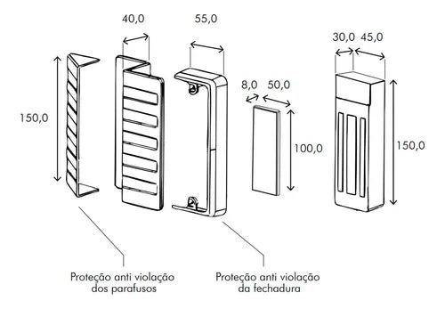 Agl Fechadura Eletromagnética Eletroimã de Porta 150Kg Preta