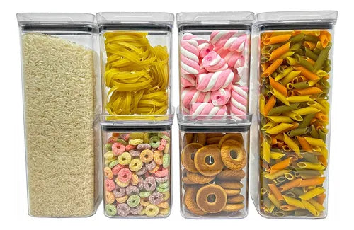 Kit 6 Potes Herméticos Quadrados (4 De 1l E 2 De 2,2l)