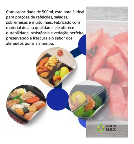 24 Pote Vasilha Descartável Preto 500ml Embalagem Marmita