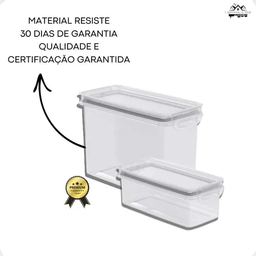 Kit 2 Potes Hermético Plástico Mantimentos 860ml 1,9 Litros