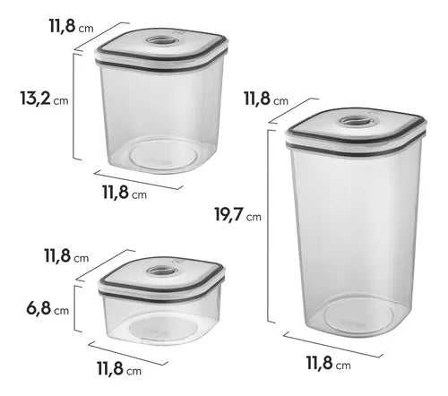 Kit Potes Plásticos Transparente com Tampa Branca 8 Unidades Electrolux