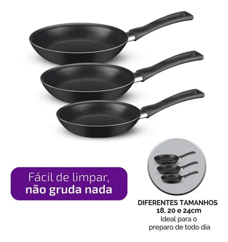 Kit De Frigideiras Antiaderentes Rochedo Basic Com 3 Peças