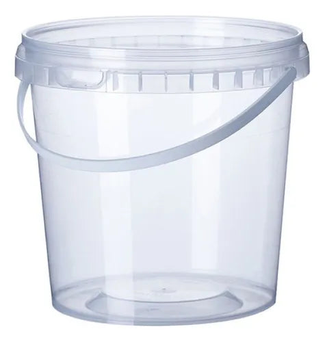 5un Balde Plástico Transparente Com Lacre Alça 3,2l Conserva