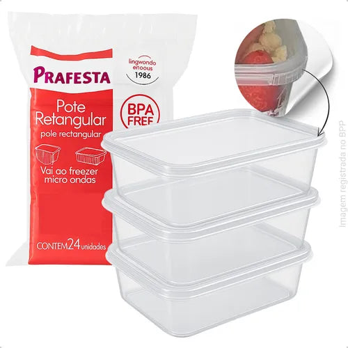 Pote Descartável C/ Lacre 500ml Freezer Marmita - 10 Un. Cor Transparente