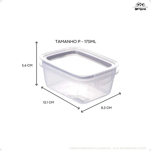 Kit 3 Potes Herméticos Marmita Microondas Vedação