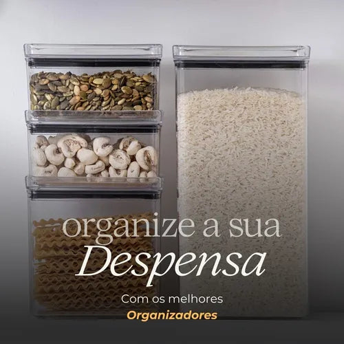 Kit Potes Mantimentos Alimento Hermético Acrílico 7 Peças