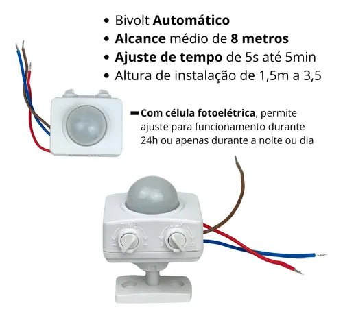 Sensor De Movimento Para Parede E Teto