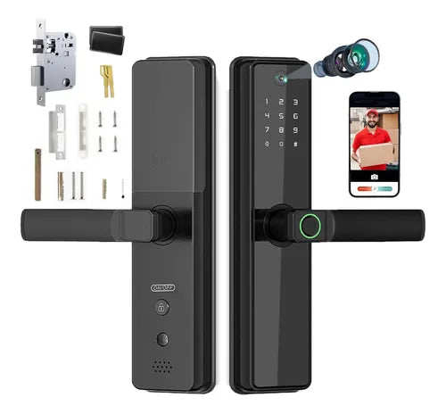 Fechadura Eletrônica Digital Com Câmera Senha Biométria Wifi