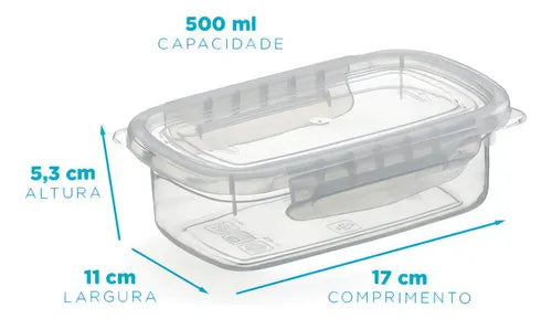 Kit Pote Raso M Com Travas 500 Ml Com 10 Unidades Cor Transparente