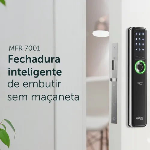 Fechadura Inteligente Sem Maçaneta Mfr7001 Embutir Intelbras Preto, Branco E Prata