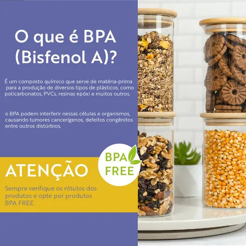 Kit 6 Pote Vidro Hermético Tampa De Bambu 600ml Cozinha