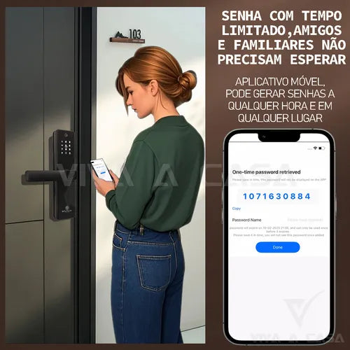 Fechadura Eletrônica Biométrica Inteligente Tuya Com Câmera