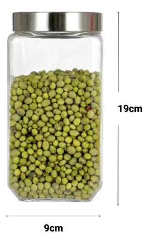 4 Potes Vidro 0,7l Porta Mantimento 700ml Tampa Rosca Inox