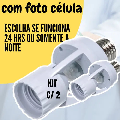 Kit 2 Sensor De Presença Iluminação Lâmpada Sensor De Movimento Soquete E27 Com Fotocélula Marca Ndl