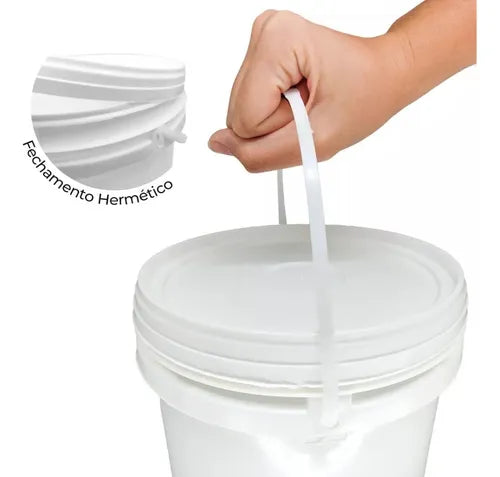 Kit 3 Balde Plástico Alimentício Tampa Hermética 3,6 Litros