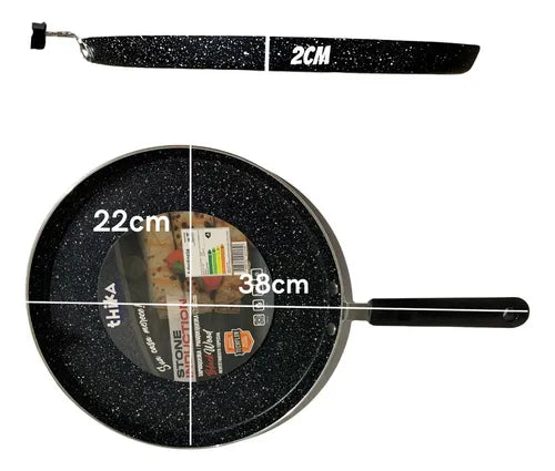 Frigideira Indução Antiaderente Crepe Tapioca Panqueca 22cm Cor Black/wood