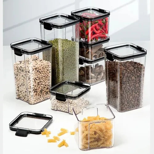 Kit 10 Potes P/ Alimentos Herméticos Quadrados Empilháveis