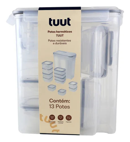 Potes Herméticos Tuut Jogo 13 Unidades Transparente Tbz4010 Cor Branco