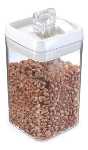 2 Potes Mantimentos Acrílico Quadrado 2,3 L Sal Açucar