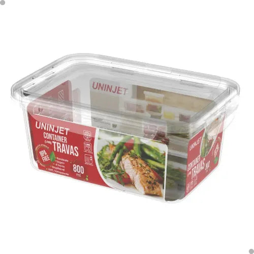 Kit 3 Potes Retangulares 800ml Freezer Microondas Marmita