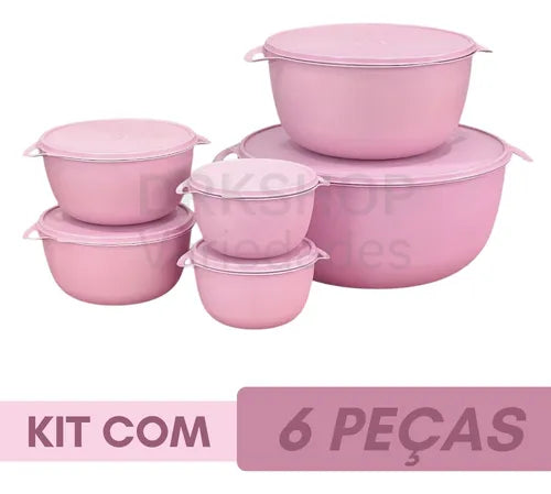 Kit 6 Potes Plastico Redondos Bowl Livre Bpa