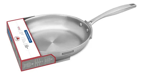 Frigideira Tramontina Grano 62155260 em Aço Inox com Corpo Triplo e Cabo 26 cm 2,2 Litros Prata