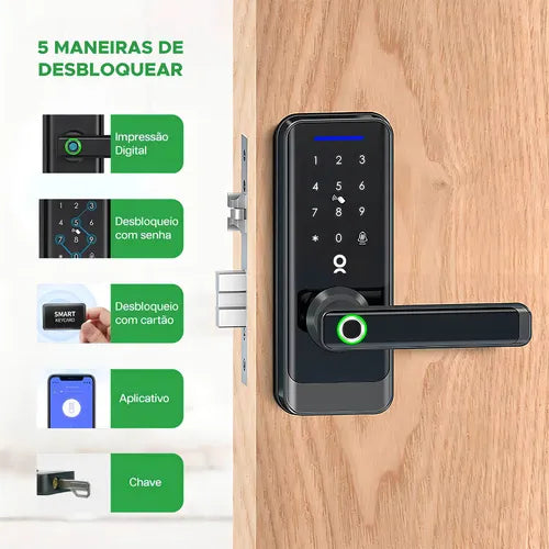 Fechadura Digital Eletrônica Biométrica 5 Formas De Acesso - Mixtou