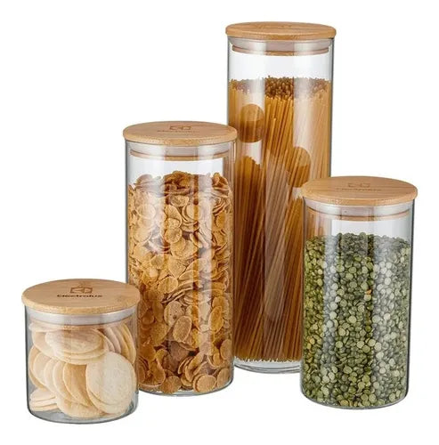 Conjunto De 4 Potes Herméticos Tampa De Bambu Electrolux