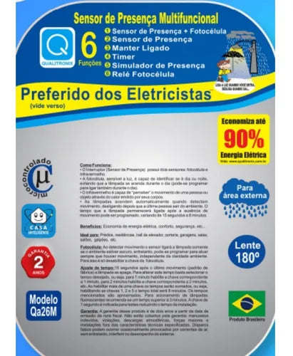 Sensor De Presença Área Externa Bivolt
