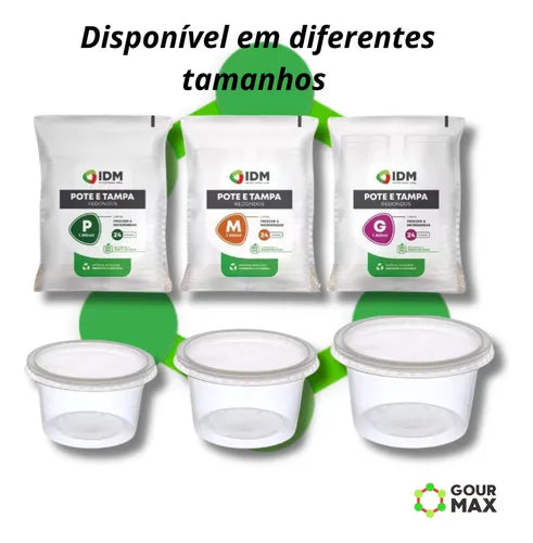 Potes Descartáveis Redondo 24un 1l 1000ml Freezer Microondas