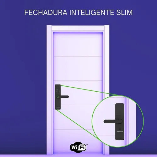 Fechadura Eletrônica Inteligente Wifi Novadigital Slim SL-SLIM Abertura Biometria Cartão Tag SenhaApp Compatível Tuya Smart Life Preta