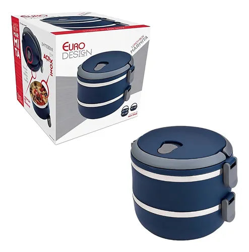 Lunch Box Marmita Dupla Inox 1,4l Com Alça Euro Home Lb1234