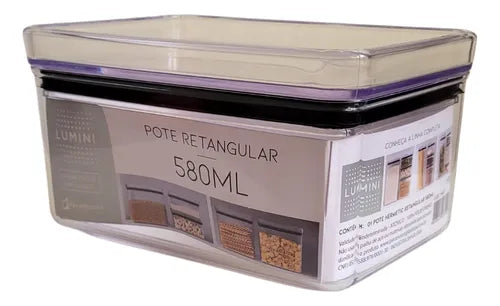 Kit 3 Potes Porta Mantimento Hermético Quadrado Utilidade