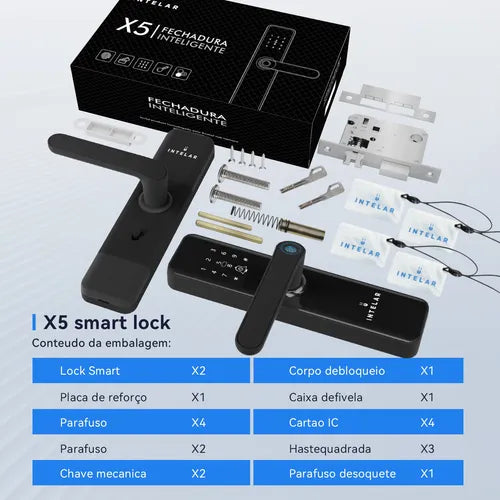 Fechadura Eletronica Digital Intelar Remoto Wifi Desbloquear Preto