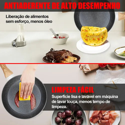 Frigideira  Antiaderente Fogão Cooktop Indução/gás 3 Peças