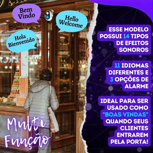 3x Sensor Detector De Presença Campainha Anunciador Sonoro
